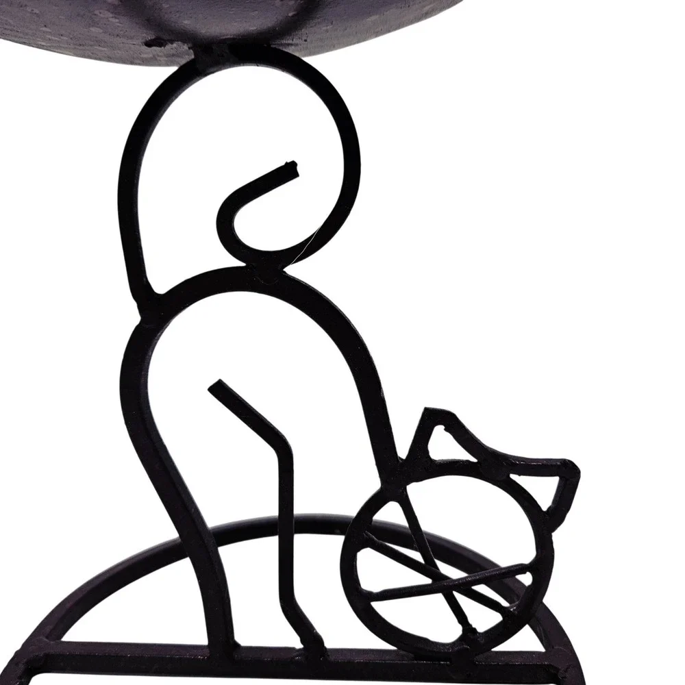 Dayton Hudson Black Wrought Iron Rustic Cat Pillar Candle Holder Minimalist MCM